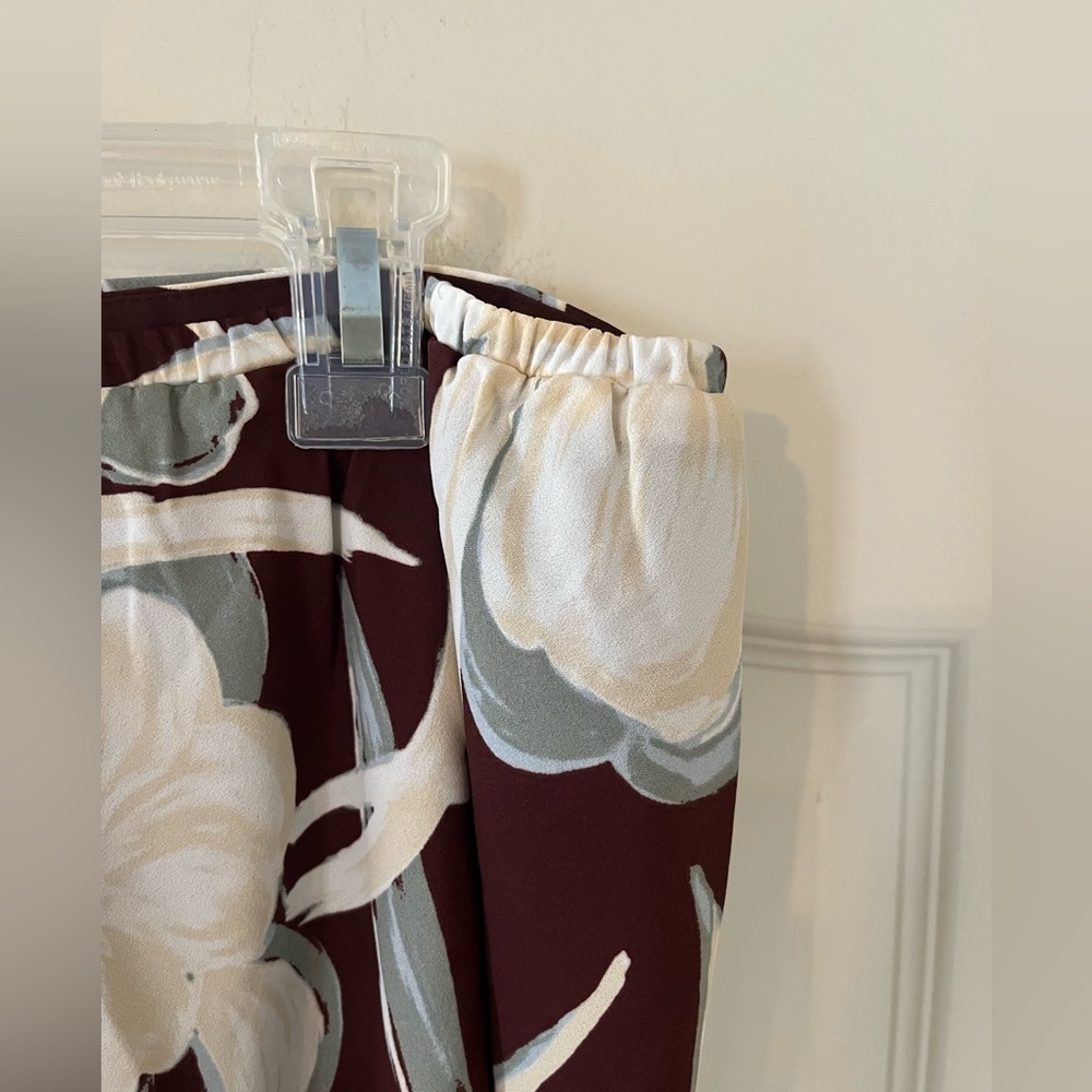 Nordstrom Rack Floral Midi Wrap Skirt in Burgundy & Cream Women’s Size XL - Picture 3 of 16
